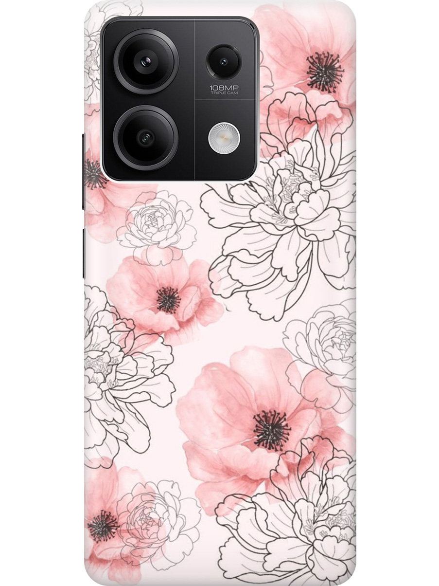 

Силиконовый чехол на Xiaomi Redmi Note 13 5g с рисунком "Нежно-розовые цветы", Розовый, 20012076