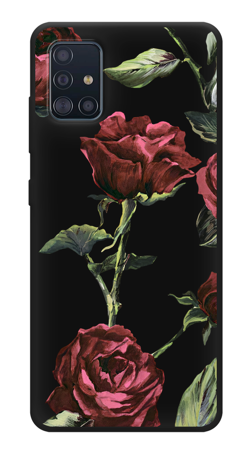 

Чехол Awog на Samsung Galaxy A51 / Самсунг Гэлакси А51 "Бордовые розы фон", Красный