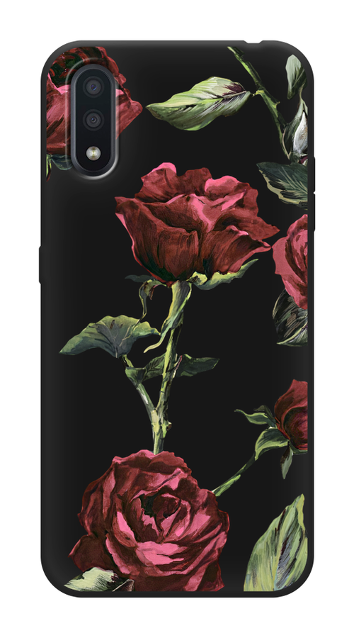 

Чехол Awog на Samsung Galaxy A01 / Самсунг Гэлакси А01 "Бордовые розы фон", Красный