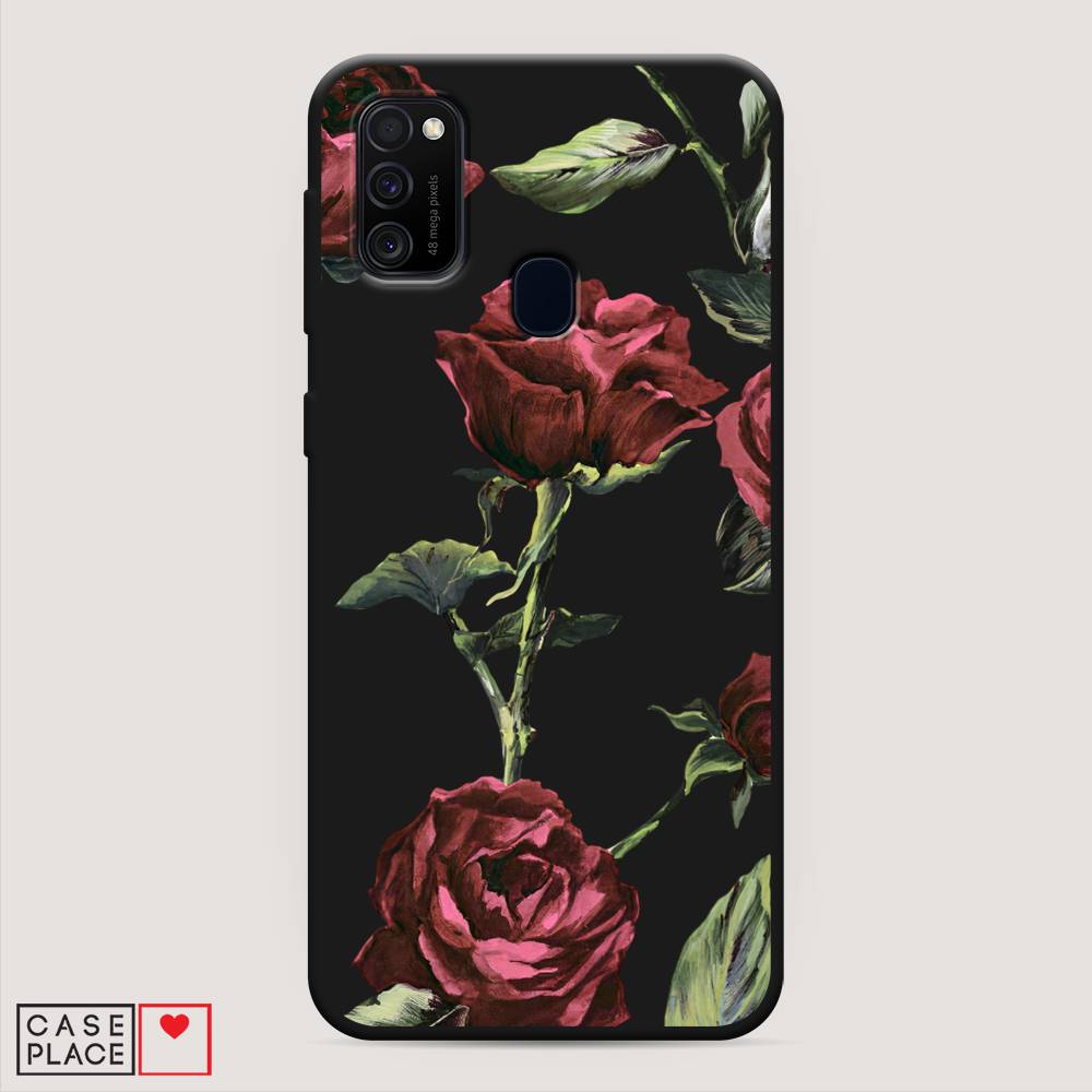 

Чехол Awog на Samsung Galaxy M21 / Самсунг Галакси М21 "Бордовые розы фон", Красный