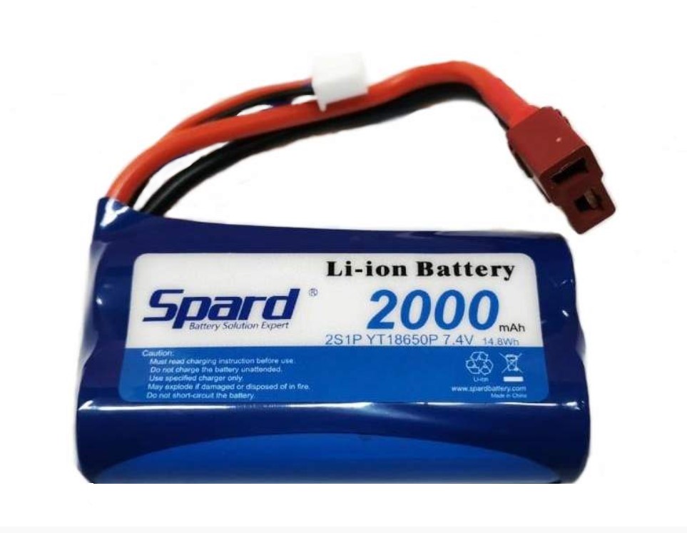 Аккумулятор Li-Ion Spard 2000mAh, 7,4V, 15C, T-plug для Remo Hobby 1/16, Himoto 1/18 - YT1