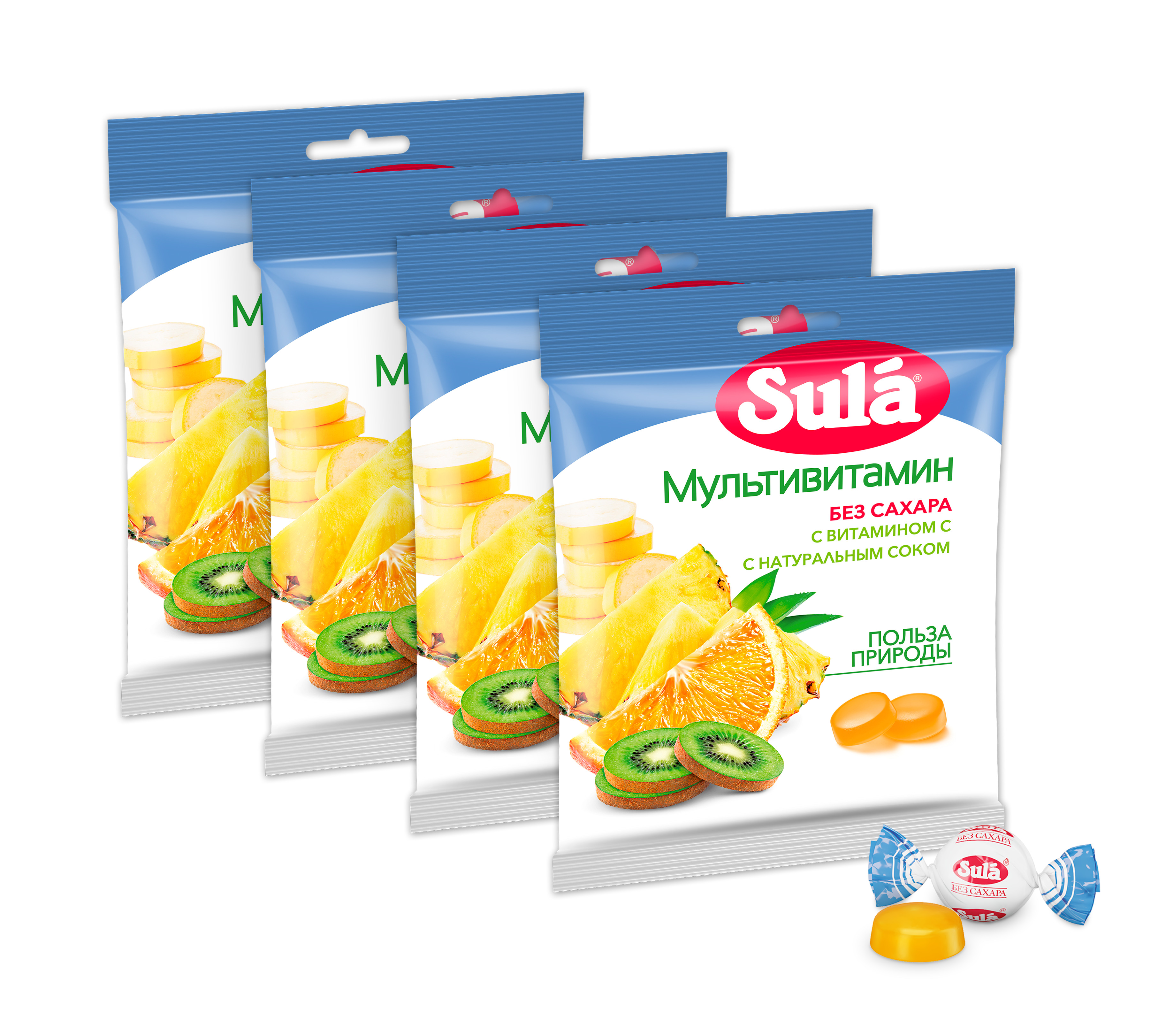 

Конфеты Sula леденцы мультивитамин, 60 г х 4 шт, Sula 4x60