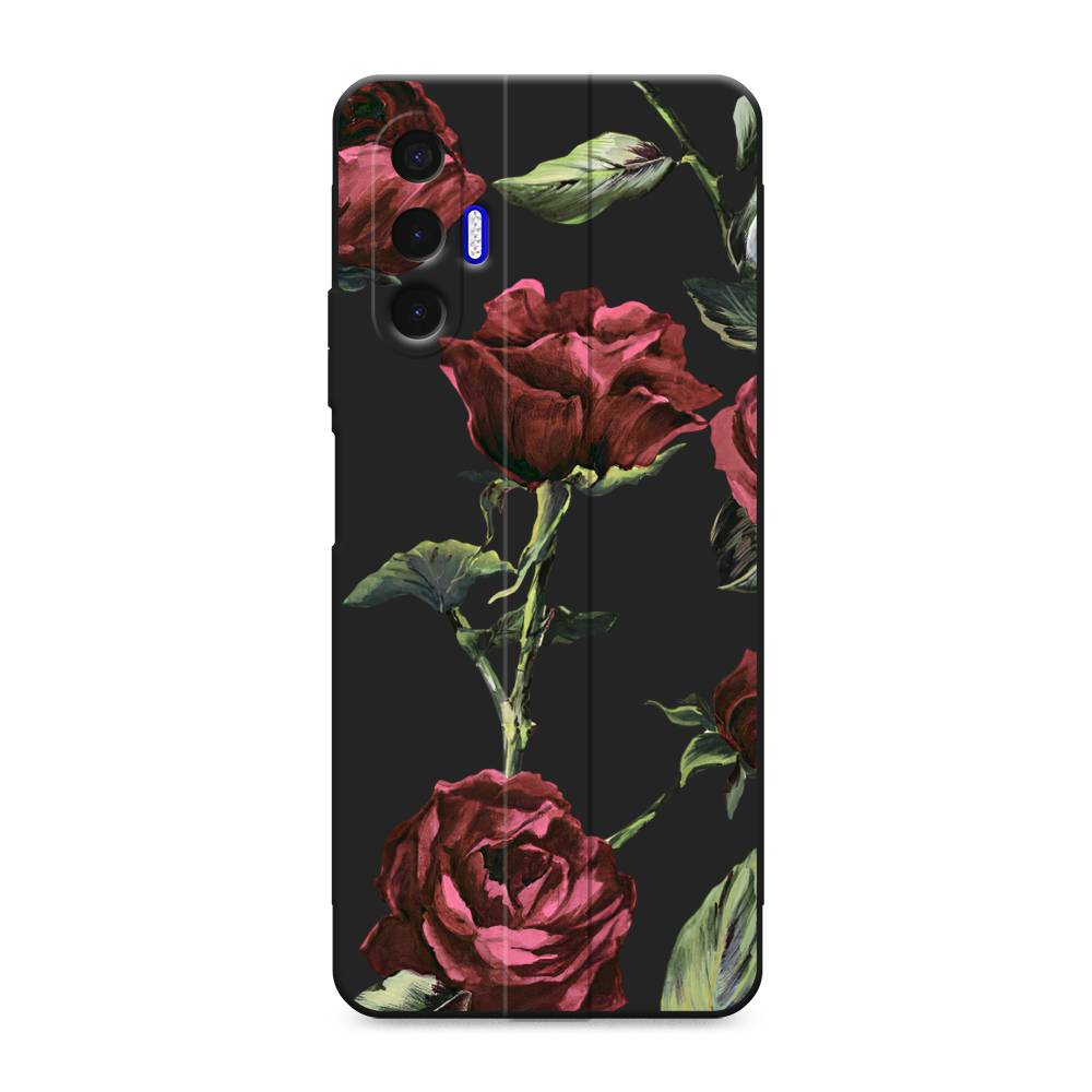 

Чехол Awog на Tecno Pova 3 / Текно Пова 3 "Бордовые розы фон", Красный