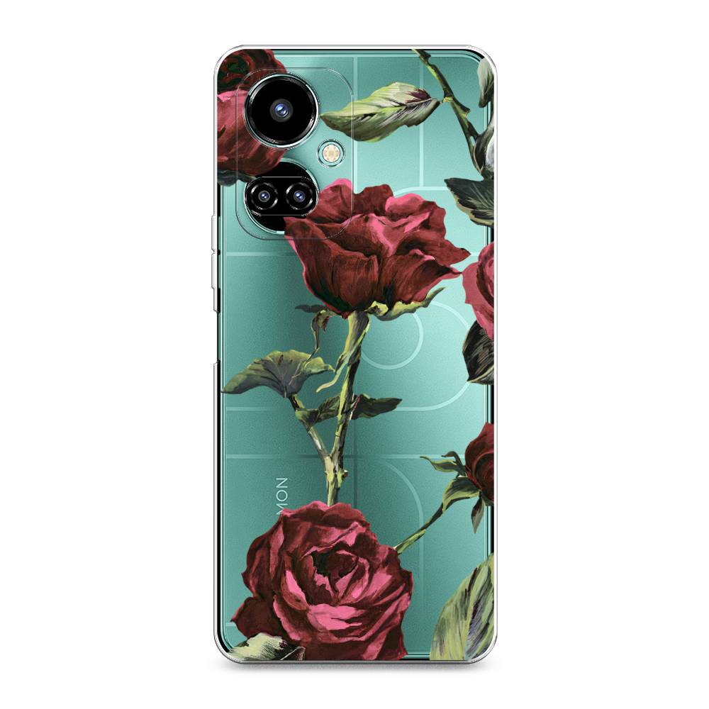 

Чехол Awog на Tecno Camon 19 / Техно Камон 19 "Бордовые розы фон", Красный
