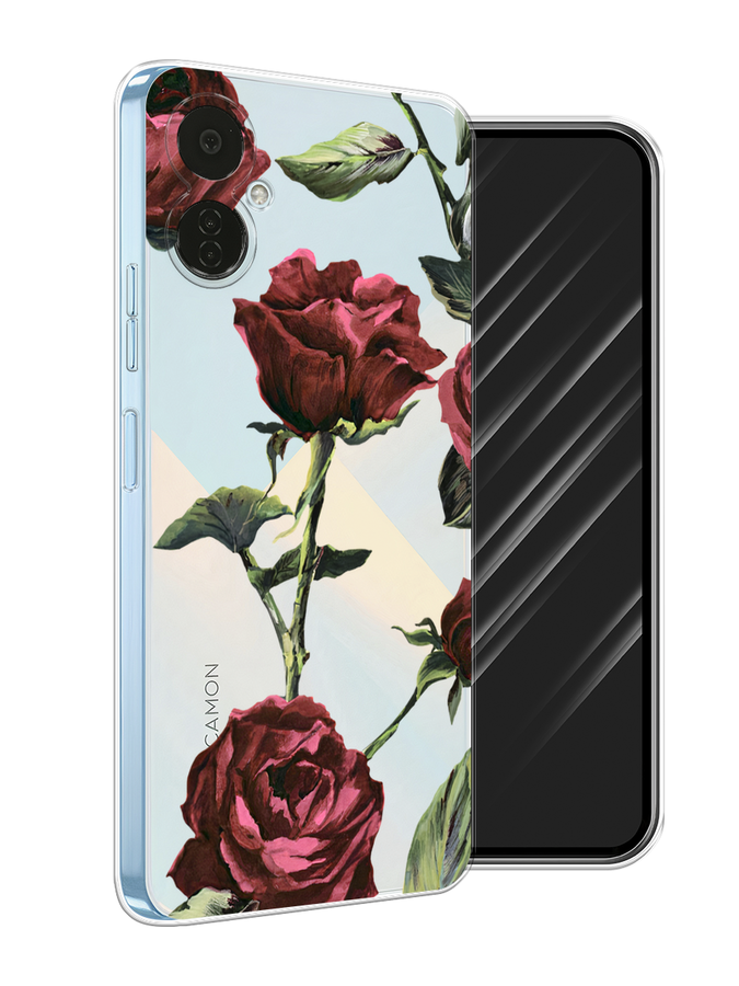 

Чехол Awog на Tecno Camon 19 Neo / Техно Камон 19 Нео "Бордовые розы фон", Красный