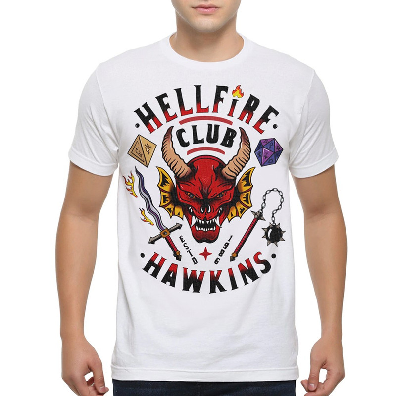 

Футболка мужская Dream Shirts Очень странные дела - Hellfire Club Stranger Things белая XS, Очень странные дела - Hellfire Club Stranger Things