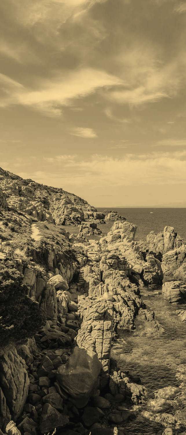 фото Самоклеющиеся фотообои "сардиния, морской пейзаж", 90x210 см, эффект сепия, отраженный фотообои.рф