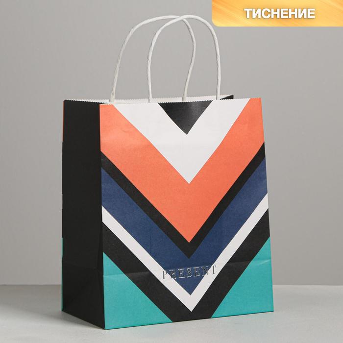

Пакет подарочный крафтовый Present, 22 × 25 × 12 см, Коллекция упаковки "Геометрия"