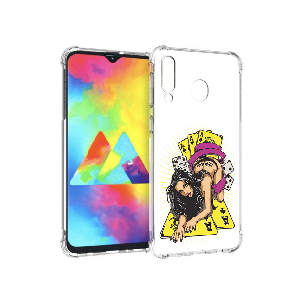 Чехол MyPads Tocco для Samsung Galaxy M30 нарисованная девушка с игровыми картами