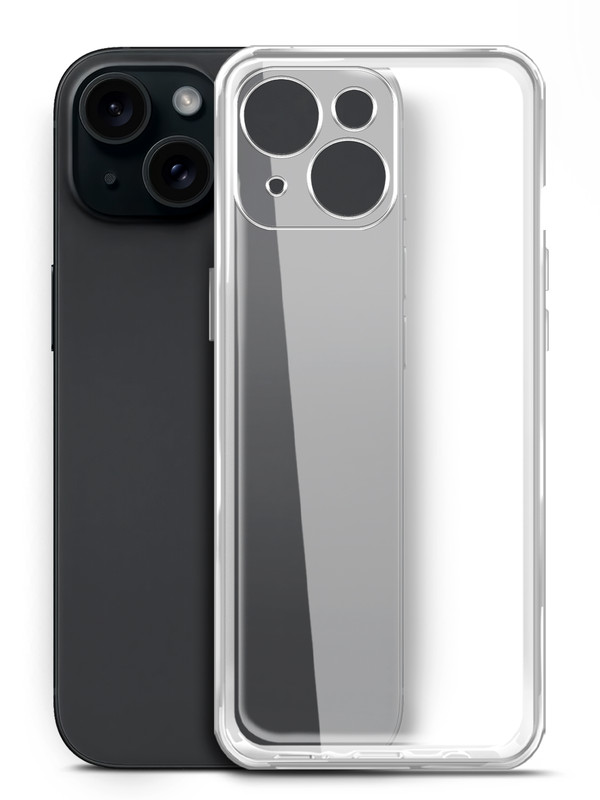 

Чехол силиконовый для Apple iPhone 15 прозрачный, Apple iPhone 15