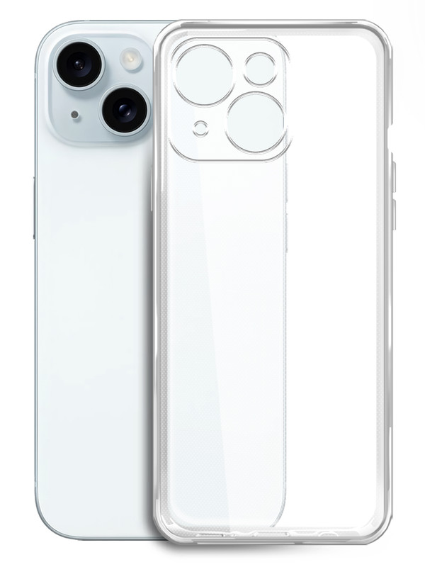 

Чехол силиконовый для Apple iPhone 15 Plus прозрачный, Apple iPhone 15 Plus