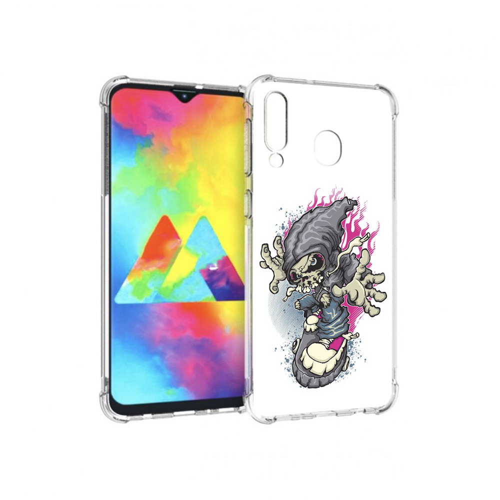 фото Чехол mypads tocco для samsung galaxy m30 нарисованный скелет на скейт борде