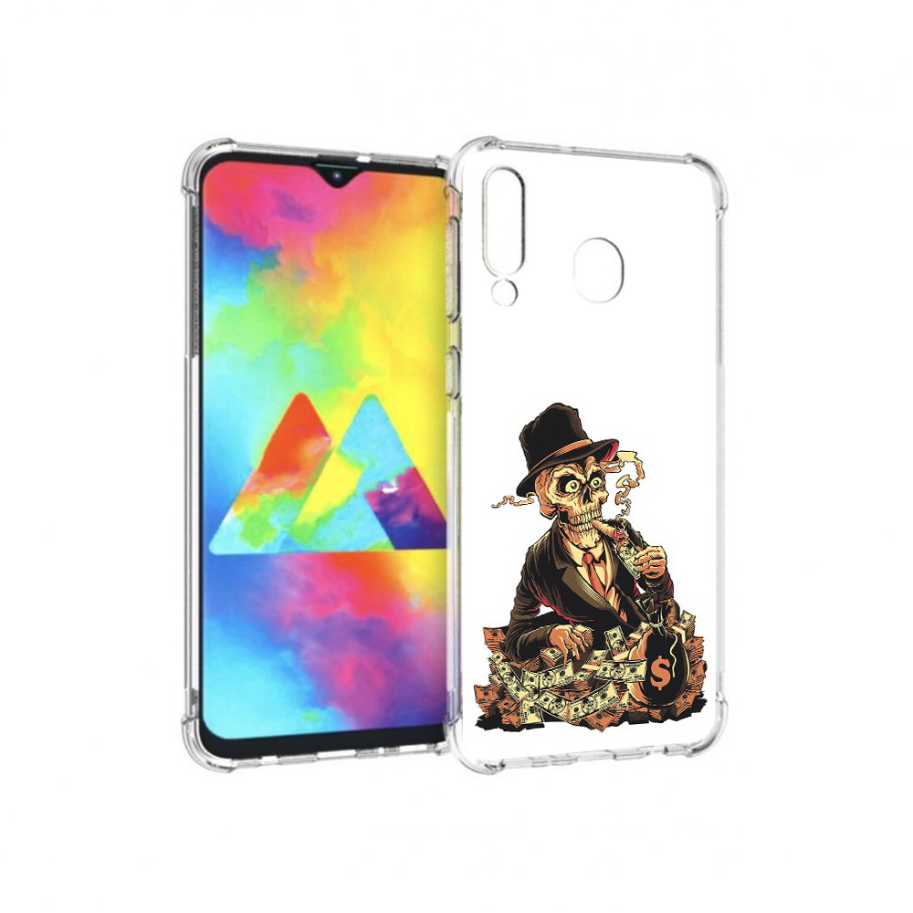 

Чехол MyPads Tocco для Samsung Galaxy M30 нарисованный череп с сигаретой, Прозрачный, Tocco