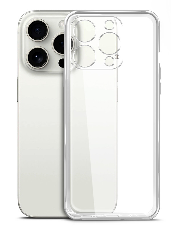 

Чехол силиконовый для Apple iPhone 15 Pro прозрачный, Apple iPhone 15 Pro