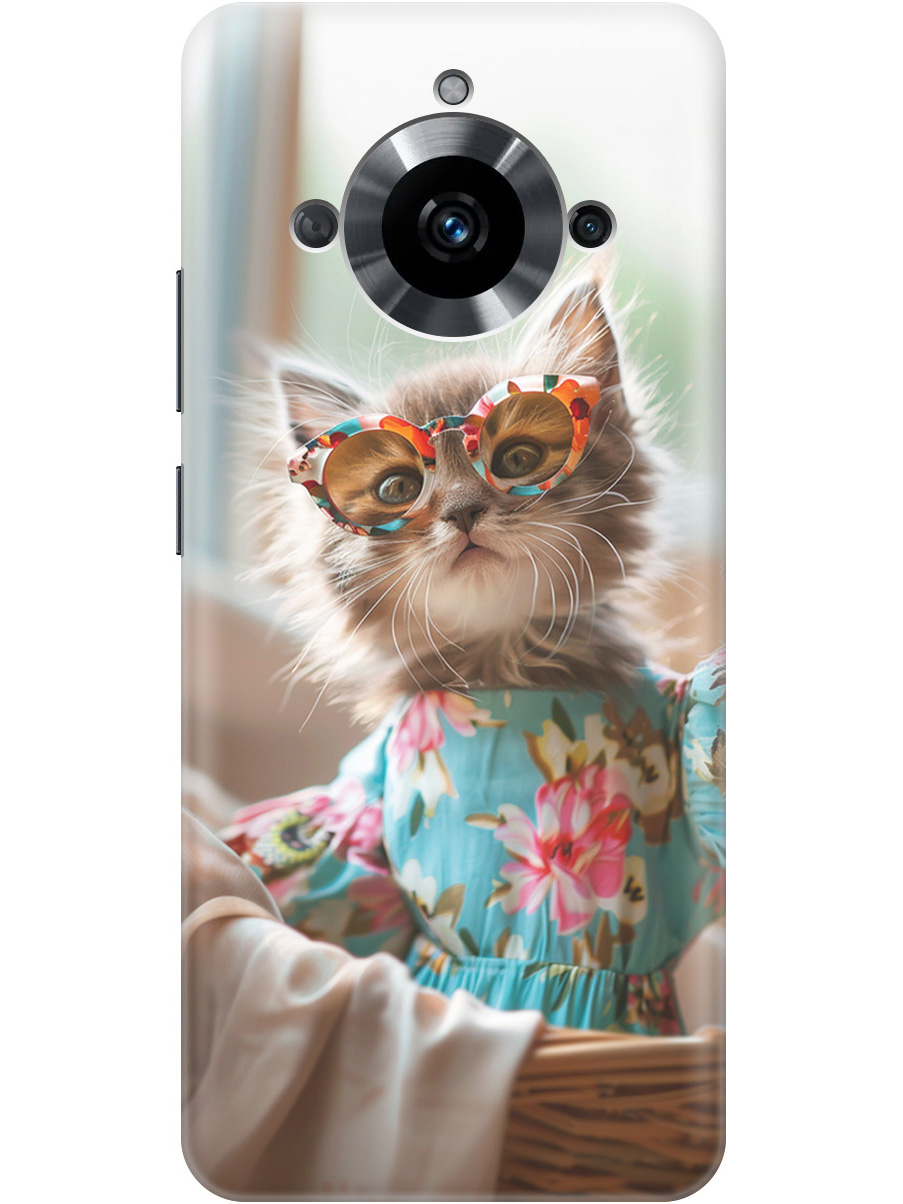 

Силиконовый чехол на Realme 11 с рисунком "Кошечка в голубом платье", Белый;голубой;серый, 20000085