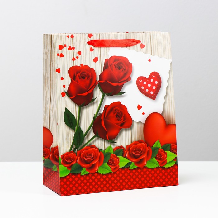 

Пакет подарочный ламинированный, 26 x 32 x 12 см, Коллекция "С любовью!"