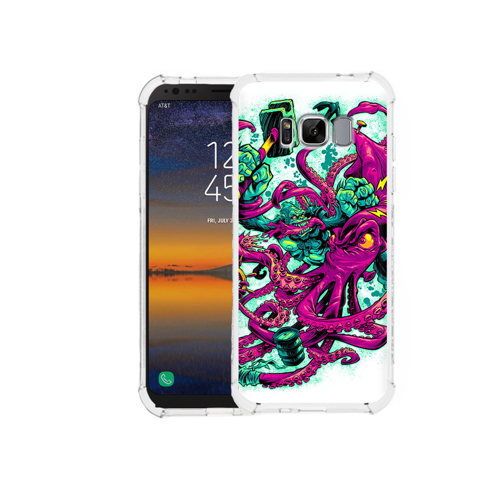 

Чехол MyPads Tocco для Samsung Galaxy S8 фиолетовый кракен (PT107395.590.657), Прозрачный, Tocco