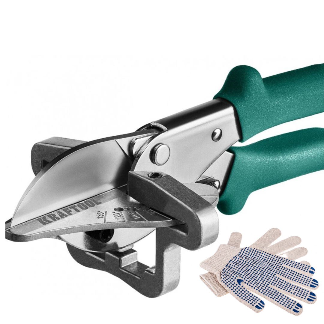 Ножницы KRAFTOOL MC-7 угловые для пластмассовых и резиновых профилей 23372+перчатки