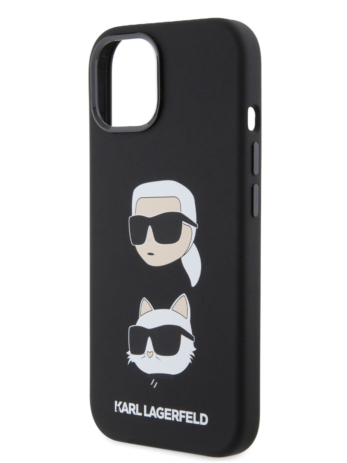 Чехол Karl Lagerfeld для iPhone 15 силиконовый с эффектом Soft touch, черный