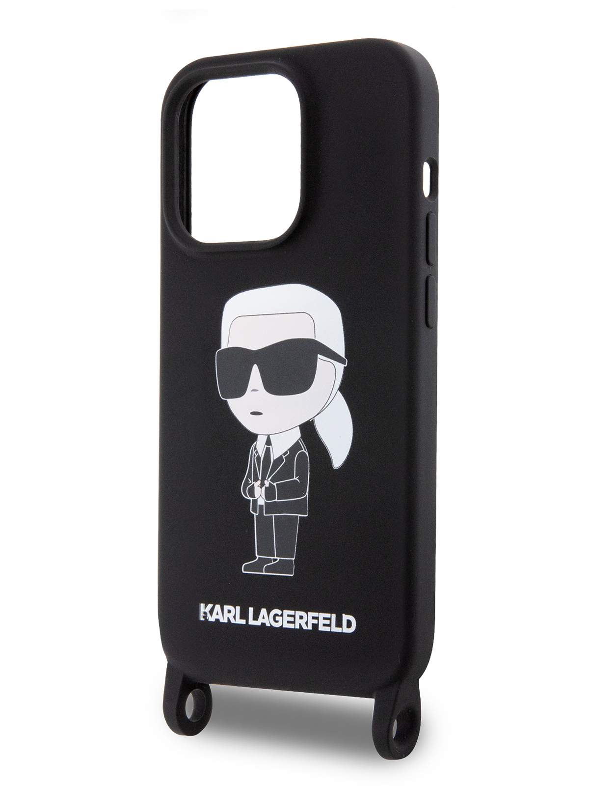 Чехол Karl Lagerfeld для iPhone 15 Pro с ремешком и принтом NFT Karl Ikonik, черный