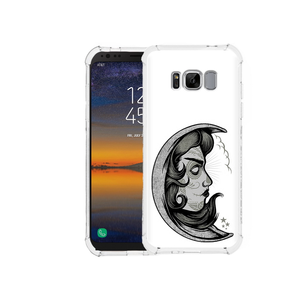 

Чехол MyPads Tocco для Samsung Galaxy S8 черно белая луна с лицом (PT107395.590.680), Прозрачный, Tocco