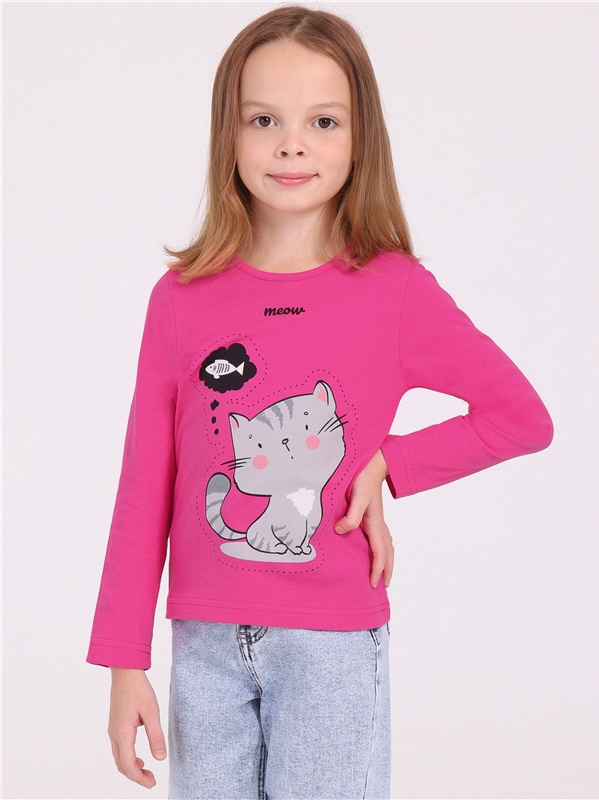 Лонгслив детский Апрель 1ДДЛД3568001, ярко-розовый12 Мечты о рыбе, 98 футболка детская апрель 2866001н110р1 темно бирюзовый леопард мечты о рыбе 98