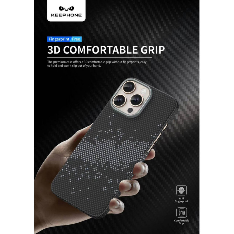 

Чехол с MagSafe для iPhone 16 Pro Max Kevilar (Кевлар-Карбон) MAGSAFE CASE-SEANOVA, Черный, Apple iPhone 16 Pro Max
