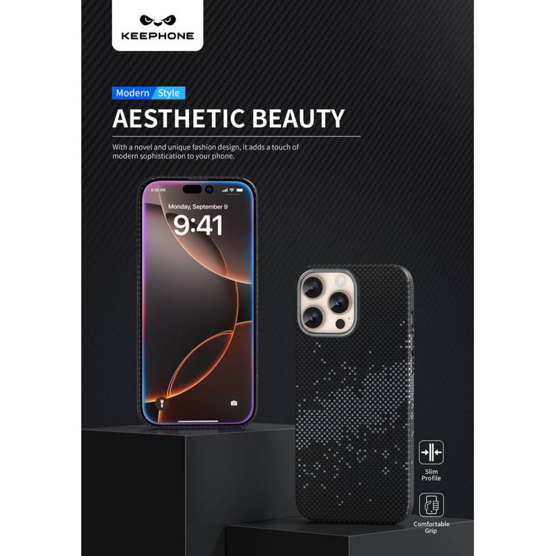 

Чехол Карбоновый для iPhone 16 Pro Max Кевлар (Kevlar Carbon Touch) SEANOVA, Черный, Apple iPhone 16 Pro Max
