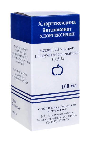 

Хлоргексидин Биглюконат раствор д/наруж и местн примен 0,05% 100 мл