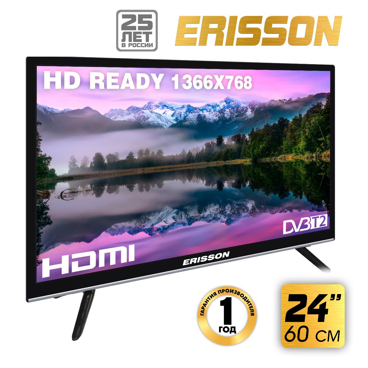 

Телевизор Erisson D-LED Slim 24LES90T2, 24"(60см), HD, Черный, 24LES90T2
