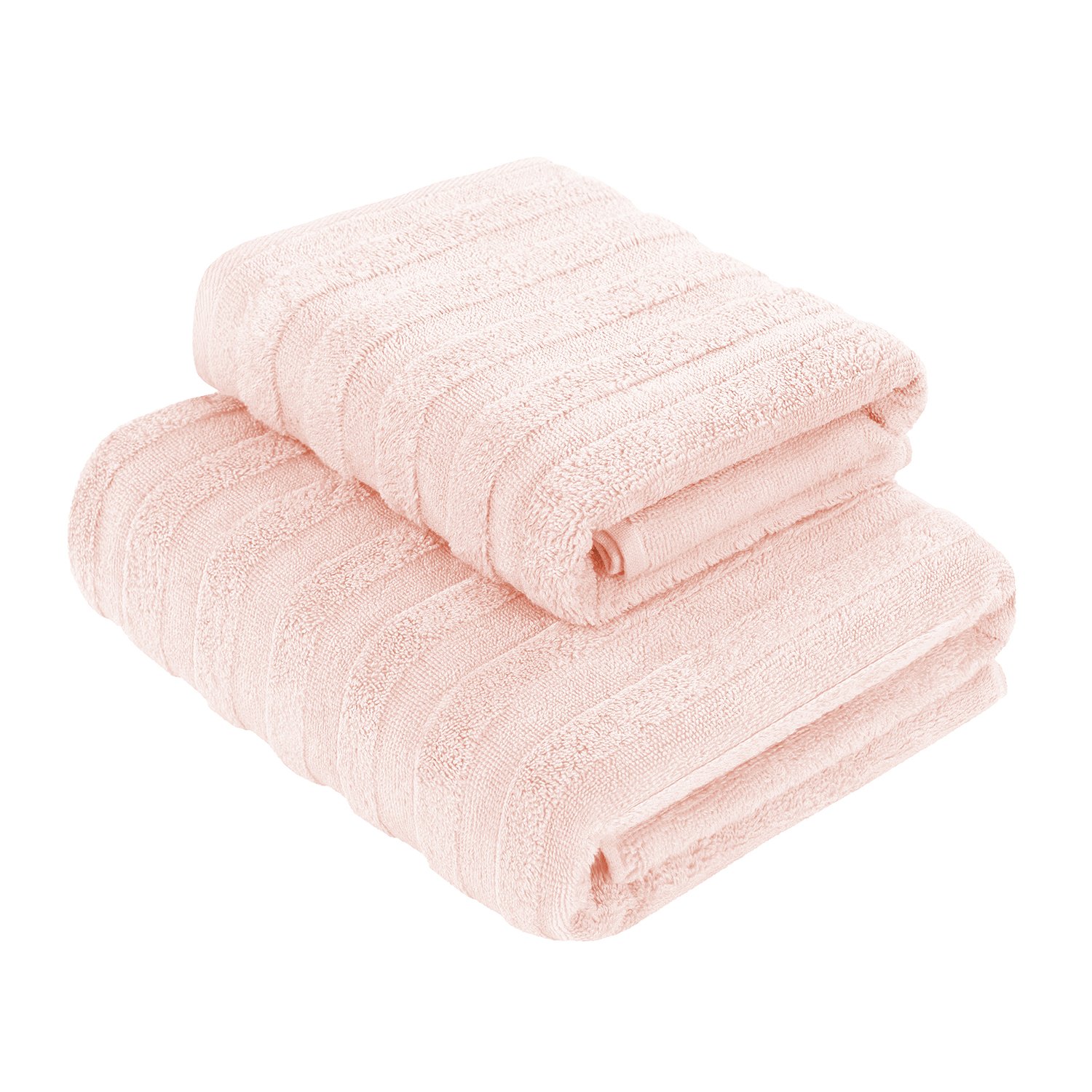Комплект махровых полотенец LOVEME Stripe, 2шт (50х90см и 70х140см), нежно-персиковый