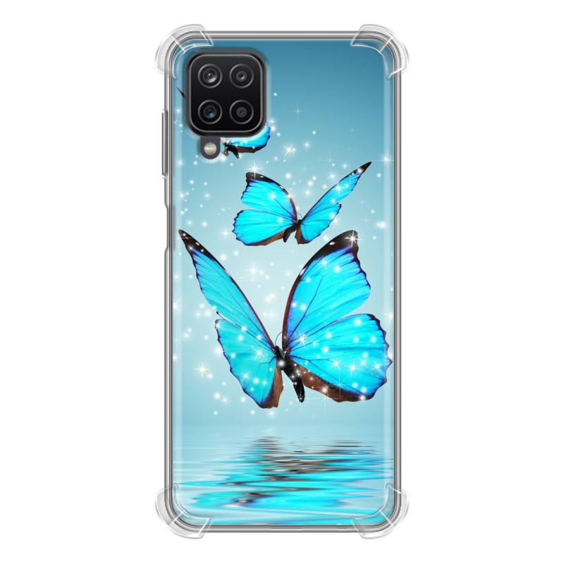 

Дизайнерский силиконовый чехол для Samsung Galaxy A12/M12 Бабочки голубые
