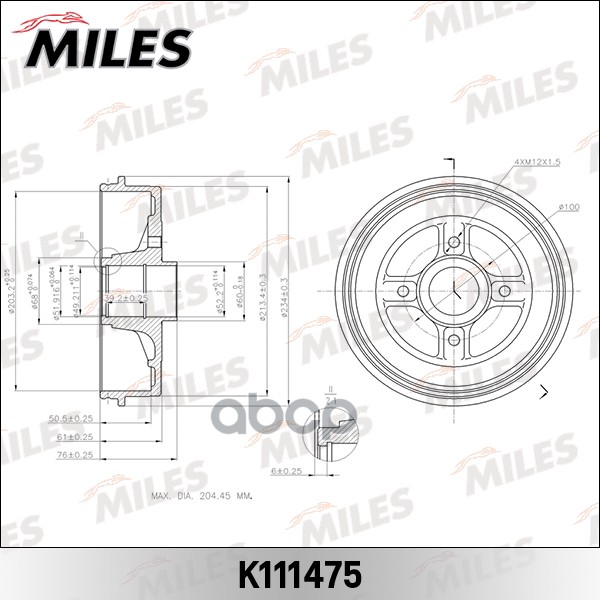 Барабан Тормозной D203mm Renault LoganClioMegane Trw Db4214 K111475 Miles арт K1114 3300₽