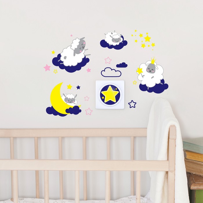 

Светильник с наклейками «Овечки», 25 х 15 см, Зверята