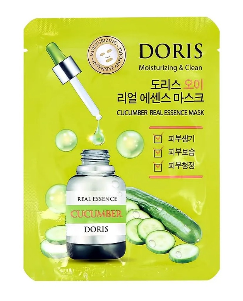 Набор Масок Для Лица Doris С Экстрактом Огурца Cucumber Real Essence Mask 5 Шт jigott doris маска с экстрактом огурца cucumber real essence 25 мл х 10 шт