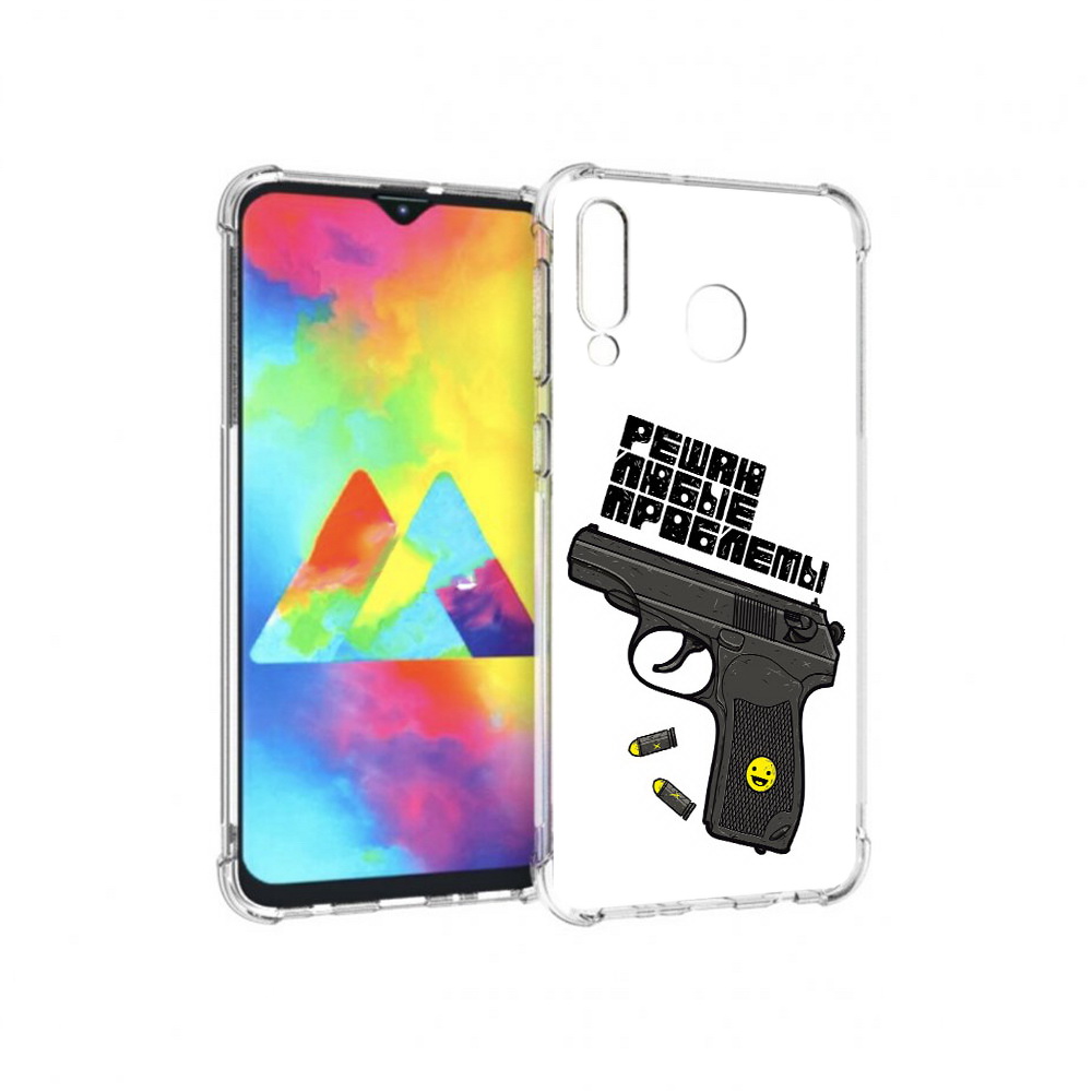 

Чехол MyPads Tocco для Samsung Galaxy M30 пистолет против проблем (PT138437.525.542), Прозрачный, Tocco