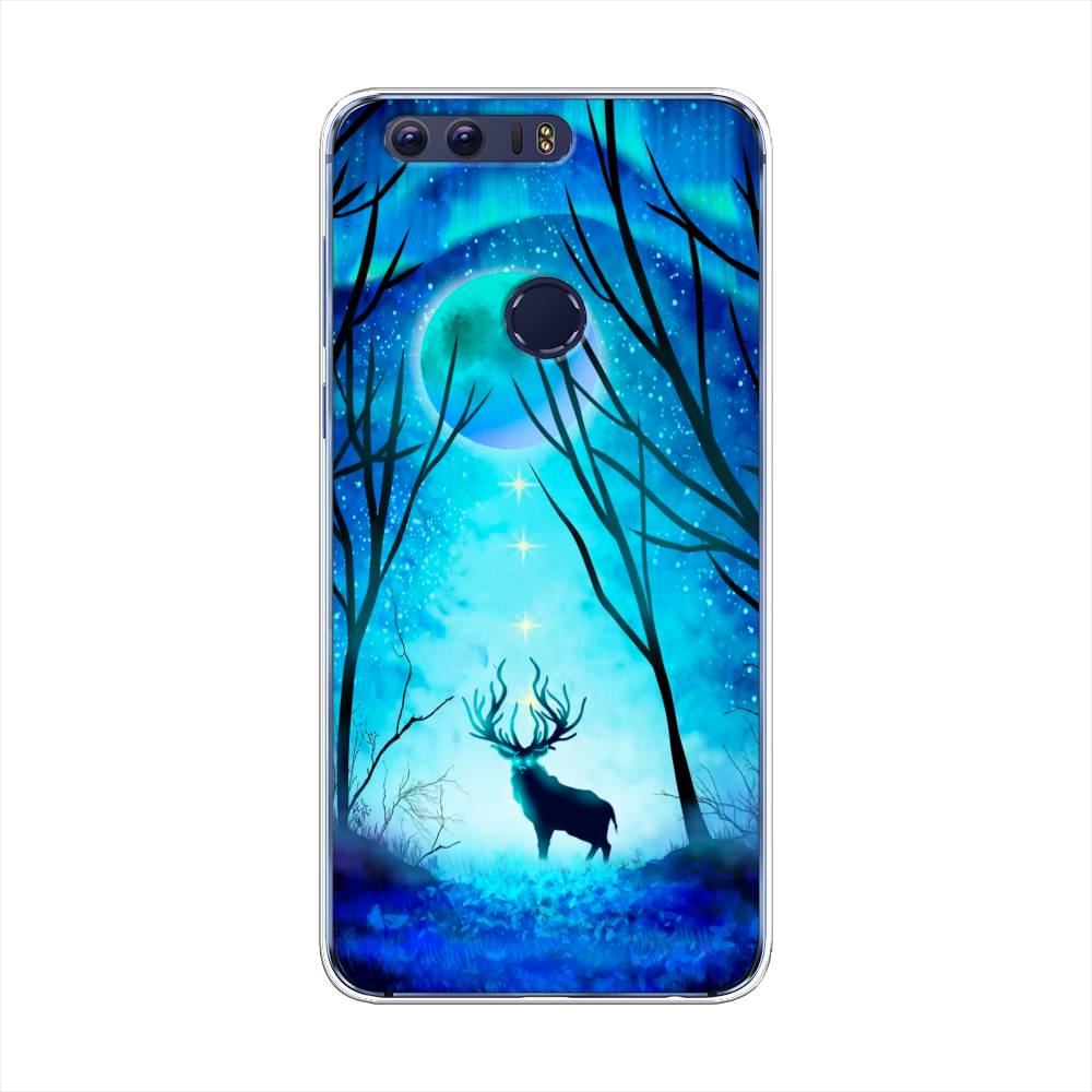 

Чехол на Honor 8 "Олень северное сияние", Синий;черный;голубой, 60950-1