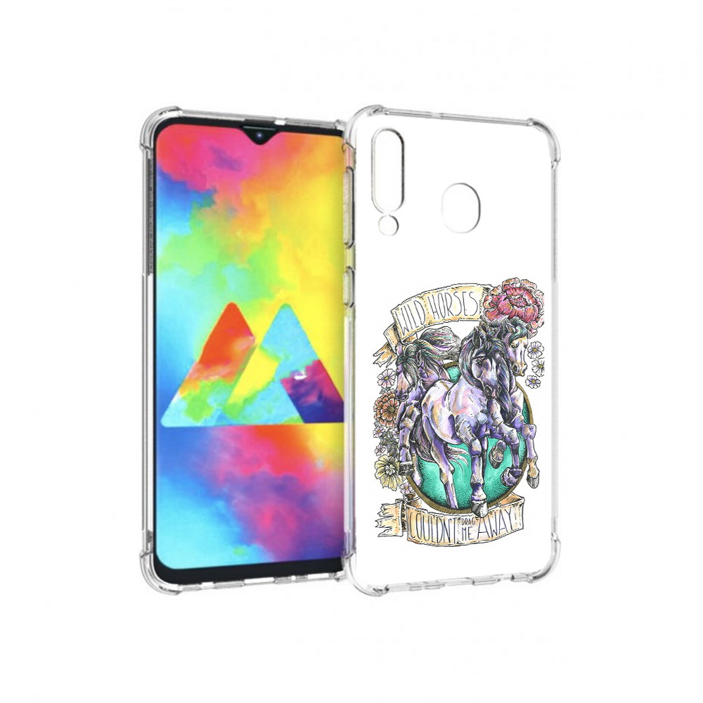 

Чехол MyPads Tocco для Samsung Galaxy M30 рисунок коней в цветах (PT138437.525.582), Прозрачный, Tocco
