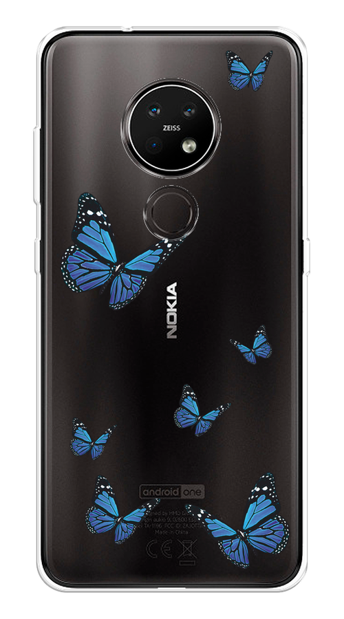 

Чехол на Nokia 6.2/7.2 "Blue butterflies", Синий;черный, 123050-1