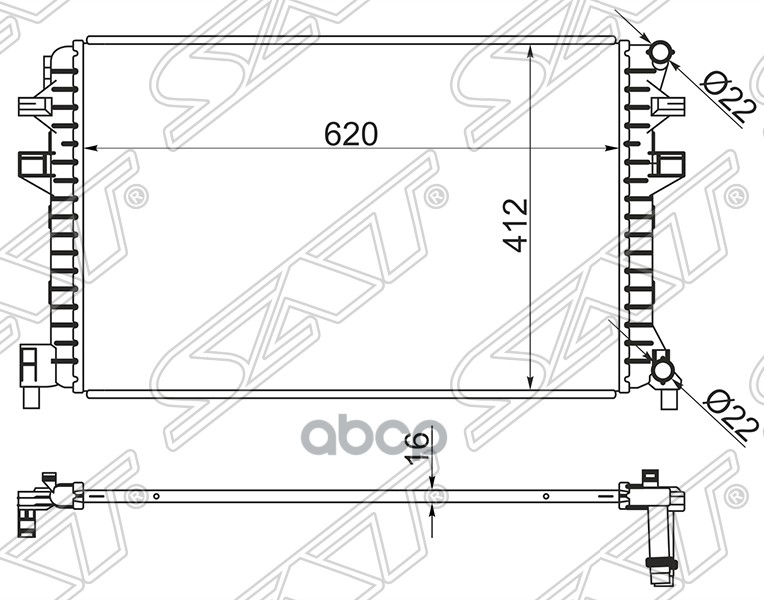 

Радиатор Дополнительный Audi A3/S3 12-/Skoda Octavia 13-/Volkswagen Golf 12- Sat арт. ST-5, ST5Q0121251EJ