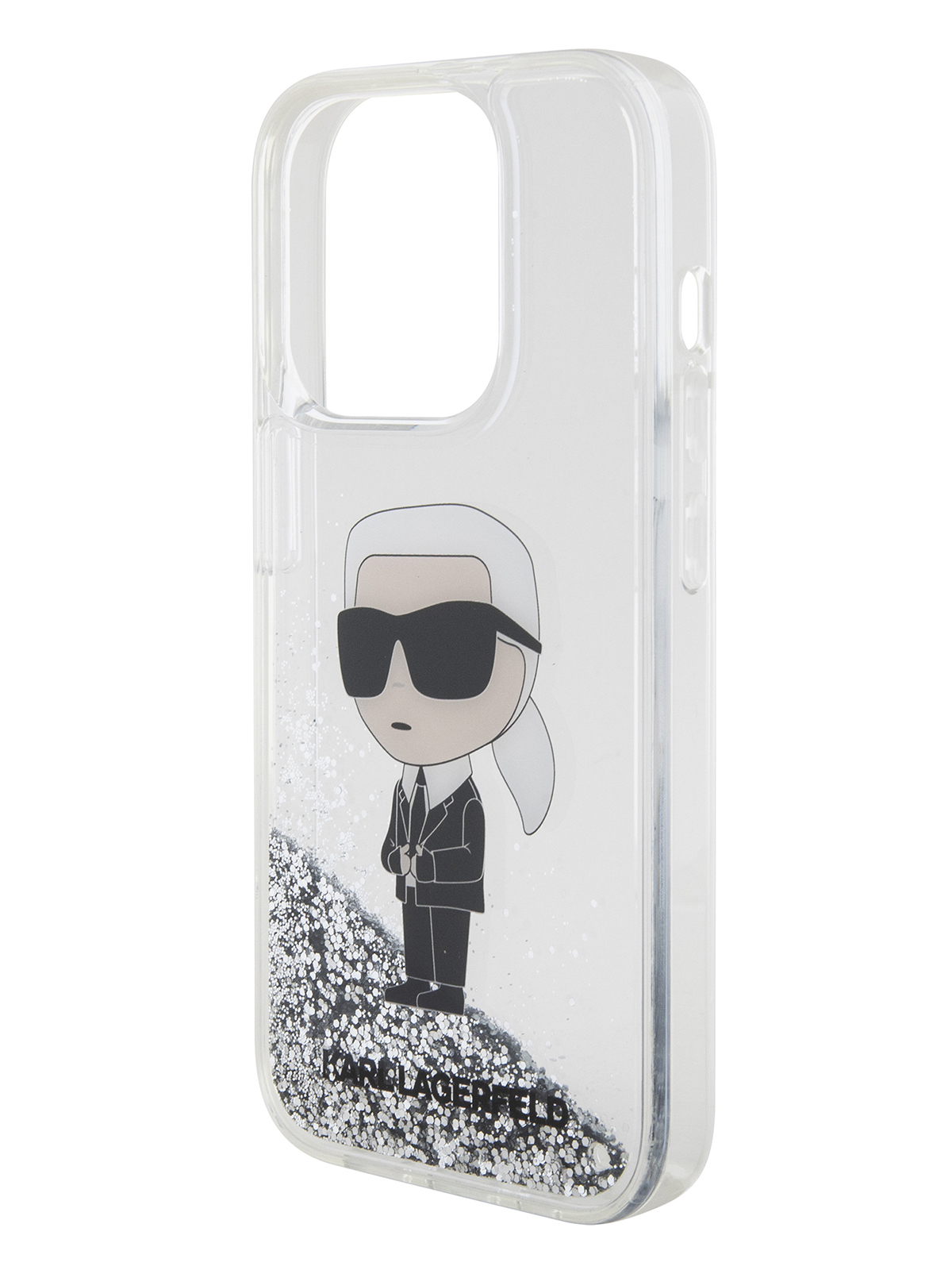 Чехол Karl Lagerfeld для iPhone 15 Pro с гелем и блестками, прозрачный