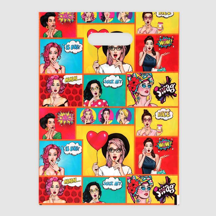 

Пакет полиэтиленовый с вырубной ручкой "POP ART", 30 х 40 см, 50 мкм