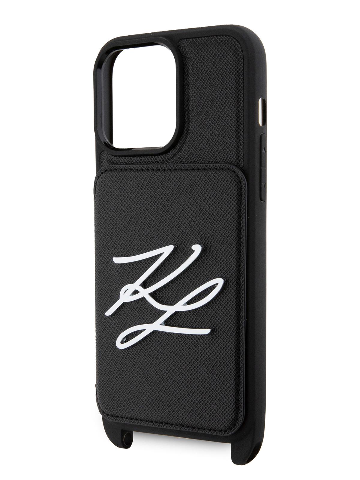 

Чехол Karl Lagerfeld для iPhone 15 Pro Max с ремешком и картхолдером, черный