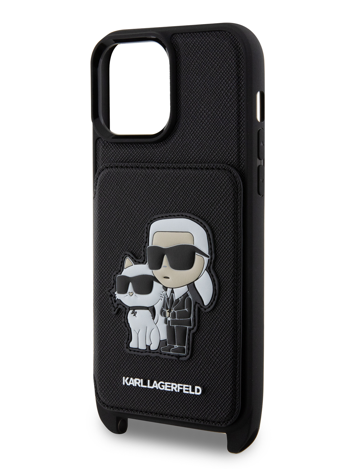 Чехол Karl Lagerfeld для iPhone 15 Pro Max из экокожи с карманом для карт, черный