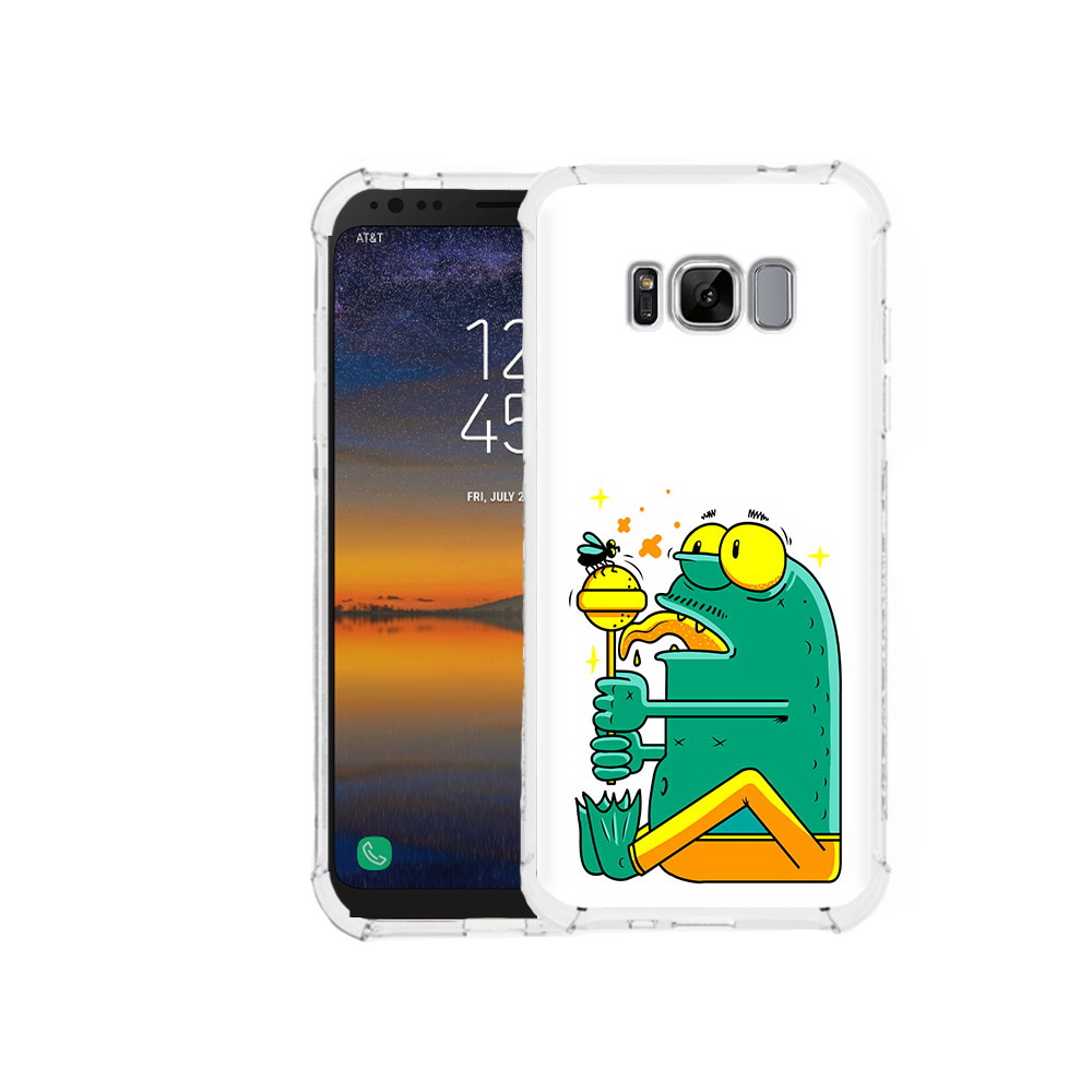 

Чехол MyPads Tocco для Samsung Galaxy S8 Зеленая лягушка с чупа чупсом (PT107395.590.85), Прозрачный, Tocco