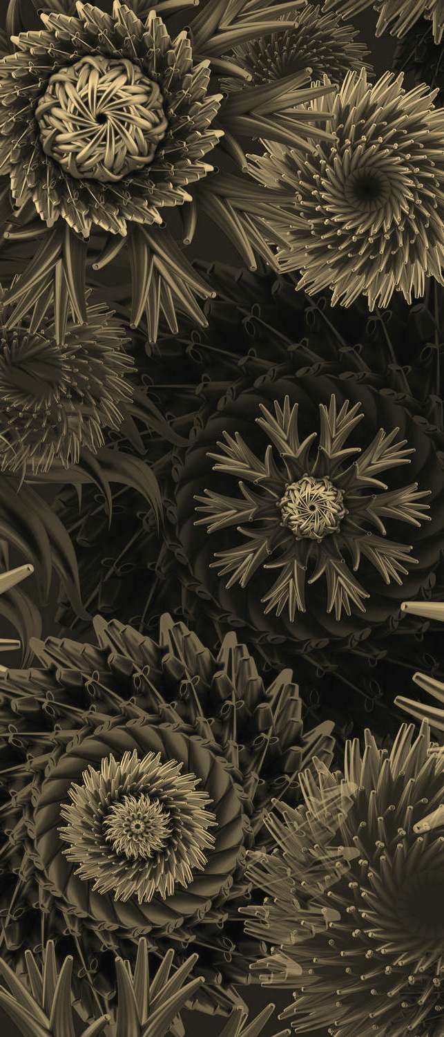 

Самоклеющиеся фотообои "3д абстрактные цветы", 90x210 см, эффект сепия, отраженный