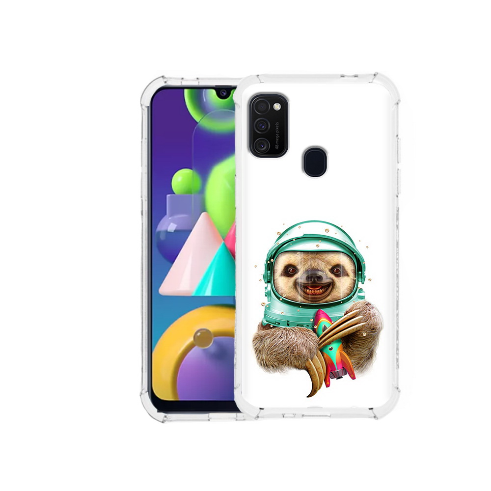 

Чехол MyPads Tocco для Samsung Galaxy M21 Ленивец астронавт (PT147110.591.104), Прозрачный, Tocco