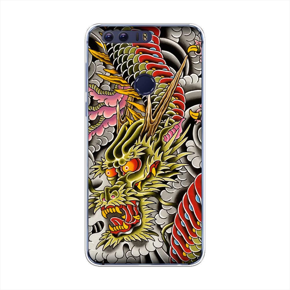 

Чехол на Honor 8 "Японский дракон", Желтый;розовый;красный, 60950-4