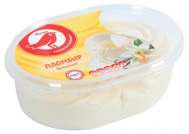 Мороженое пломбир АШАН Красная птица ванильный БЗМЖ 500 г 350₽