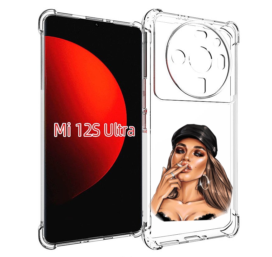 

Чехол MyPads девушка-в-шапке-с-сигаретой для Xiaomi 12S Ultra, Прозрачный, Tocco